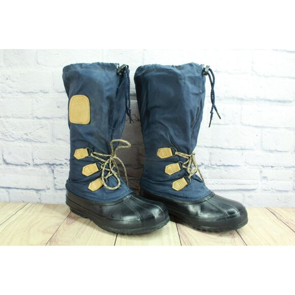 Sorel Snowlion Boots 8 Blue High Shaft Adjustable Waterproof Nylon Rubber - Picture 3 of 9